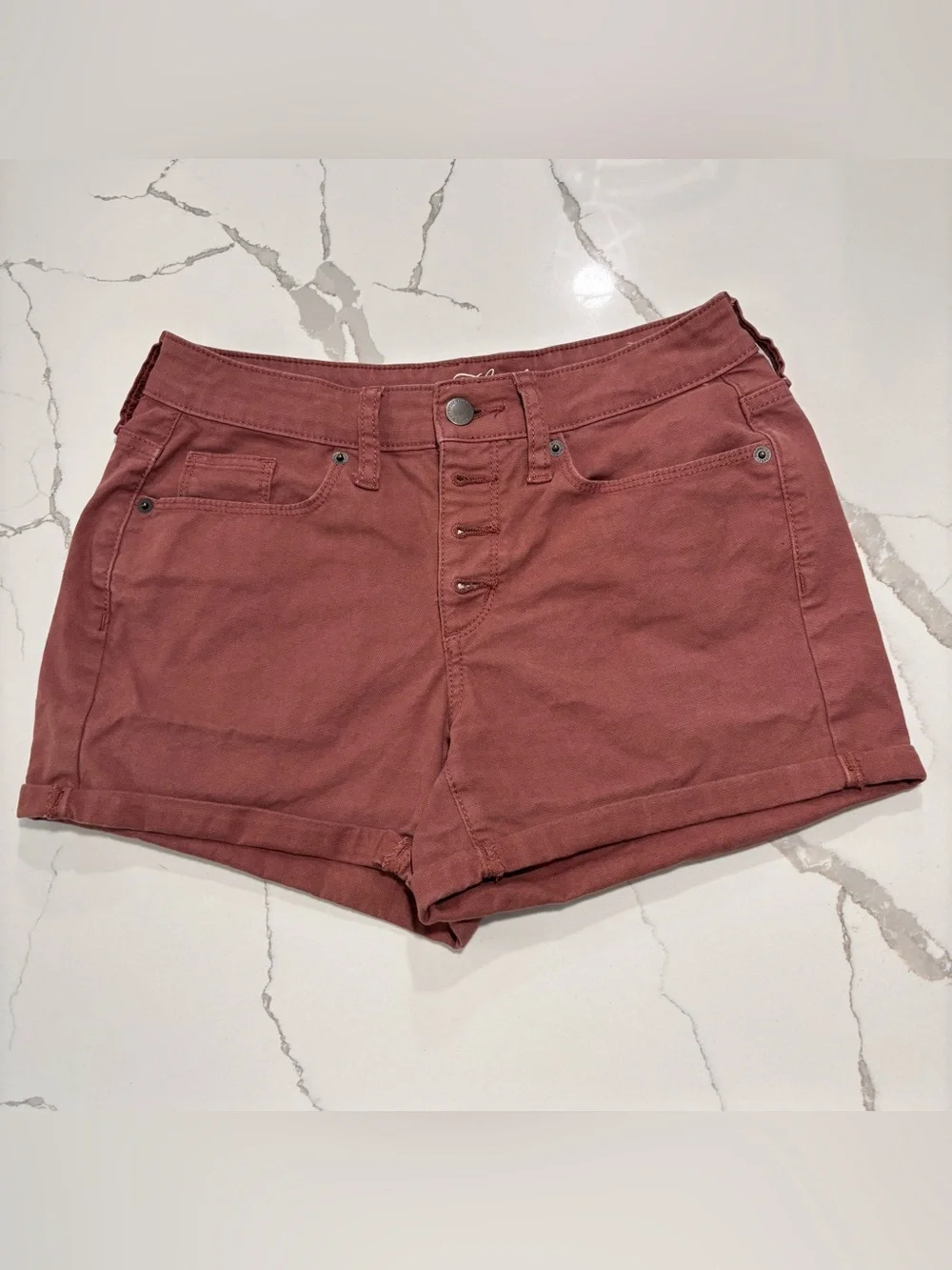 Universal Thread High Rise MIDI Rust Orange ButtonFly Denim Casual Shorts 0 / 25